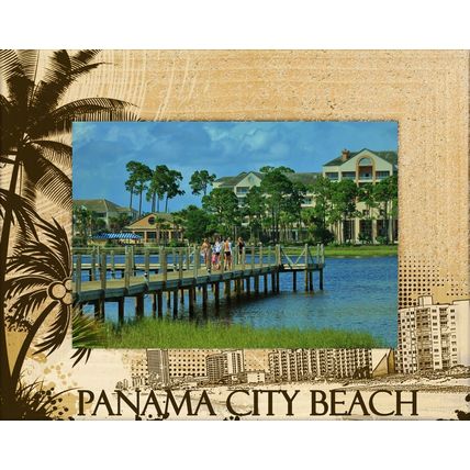 Panama City Beach Florida Laser Engraved Wood Picture Frame Landscape (8 x 10)