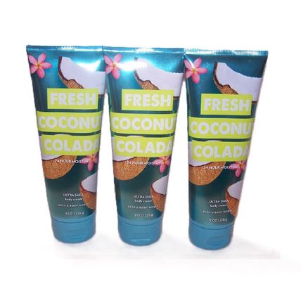 Fresh Coconut Colada Ultra Shea Body Cream Bath & Body Works 8 oz Lot of 3