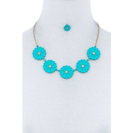 Fashion Cute Multi Tender Flower Necklace And Earring Set