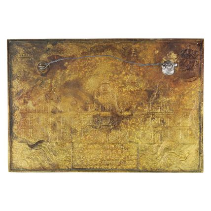 Plaquette Johannes Cornelis Wienecke : Stadhuis Leiden door brand verwoest, 1929