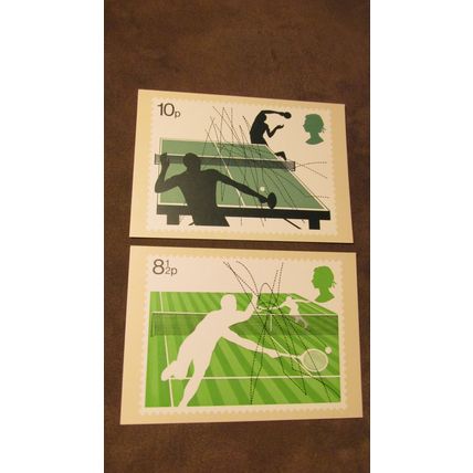 1977 GB PHQ Postcard covers - Racket Sports set - Tennis, Badminton ++