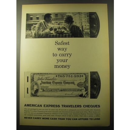1960 American Express Travelers Cheques Ad - Carry Your Money