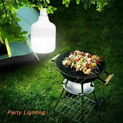 60W LED Outdoor Light Bulb with Hanging Rechargeable BBQ Camping Emergency Lamp
