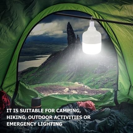 60W LED Outdoor Light Bulb with Hanging Rechargeable BBQ Camping Emergency Lamp