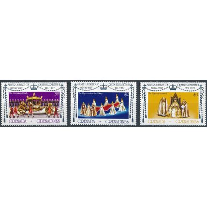 Royal Visit P14 - Grenada Grenadines 1977 - MNH - SG 239/41