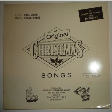 Original Christmas Songs LP - Paul Buiar (lyrics); Frank Maerz (music). BIM Musi