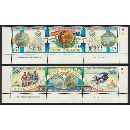 Cook Is. Football Olympic Games Barcelona 2 Strips Margins 1992 MNH
