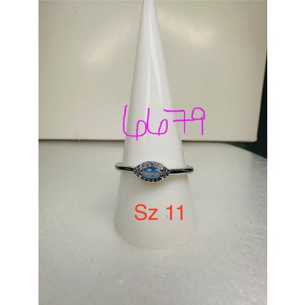 NWT Bomb Party Sz11 Revealed BP Ring Jewelry RBP Petite Marquise Blue Rhodium Pl