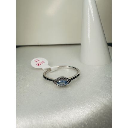 NWT Bomb Party Sz11 Revealed BP Ring Jewelry RBP Petite Marquise Blue Rhodium Pl