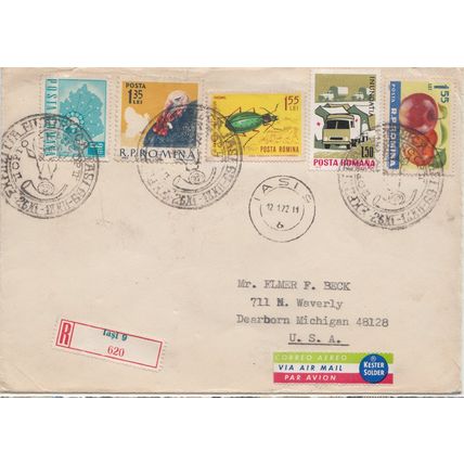 AIR MAIL etiquette on cover - Kester Solder - Romania - 1972