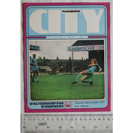1977 programme Manchester City v. Wolverhampton Wanderers