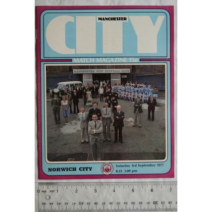 1977 programme Manchester City v. Norwich City, 3/9