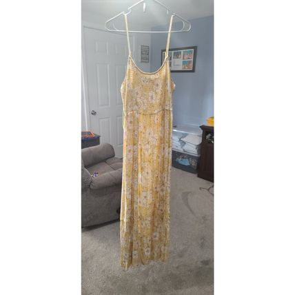Womens Sundress Size Large Yellow Easter Dress Sleeveless Maxi
