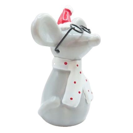 Festive Mouse Ornament Wearing Glasses 15 CM Ceramic Christmas Decoration Jesus