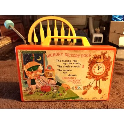Old Vintage Original Fisher Price Music Box Radio Hickory Dickory Dock #107 1971