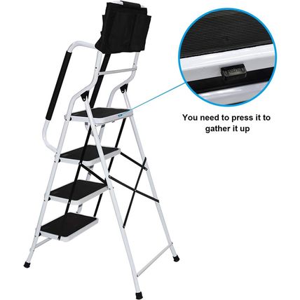 Wiberwi 4 Step Ladder with Handrails 500 Lb Capacity Step Stool Folding Portable