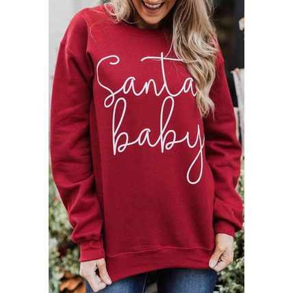 Christmas Santa Baby Print Pullover Sweatshirt