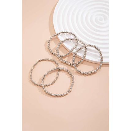 Silvery 5pcs/set Beaded Bracelet Set