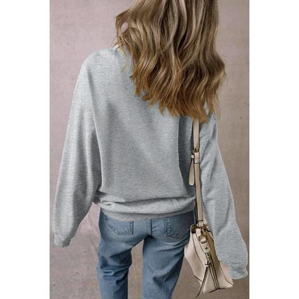 Light Grey Rhinestone Skull Graphic Drop Shoulder Sweatshirt
