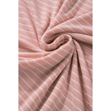 Pink Stripe Cowl Neck Side Slits Loose Fit Long Sleeve Top