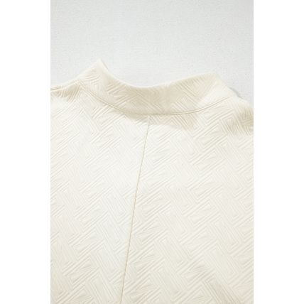 White Varsity Half Zip Textured Plus Size Top