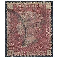 1858 SG43 1d Red Plate 158 Good/Fine Used Check Letters "NI".