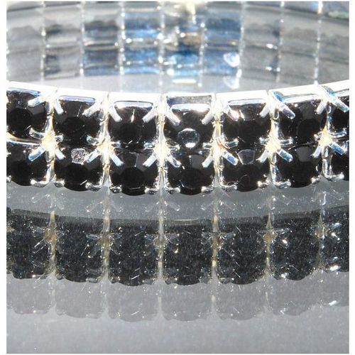 2 Row Wedding Party Black Rhinestone Stretch Bangle Bracelet Jewellery 1348