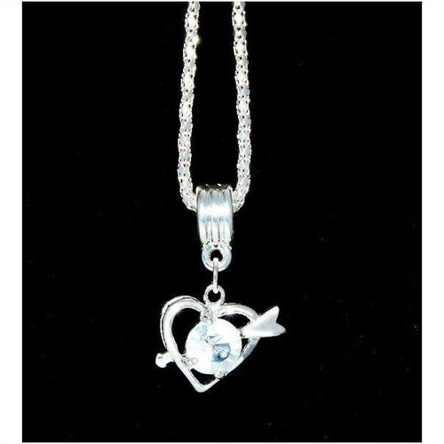 Love Heart Clear Crystal Gem Silver Plated Pendant Necklace Chain Jewellery 1639