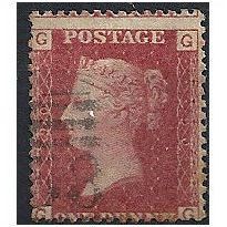 1858 SG43 1d Red Plate 90 Fine Used Check Letters "GG".