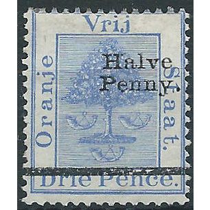 Orange Free State 1896 SG77 1/2d on 3d Ultramarine Mounted Mint .. ..