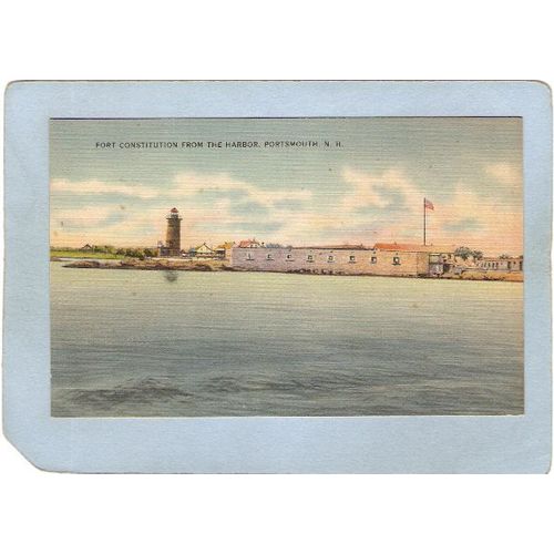 NH Portsmouth Lighthouse Postcard Lighthouse w/Fort Constitution lighthous~683