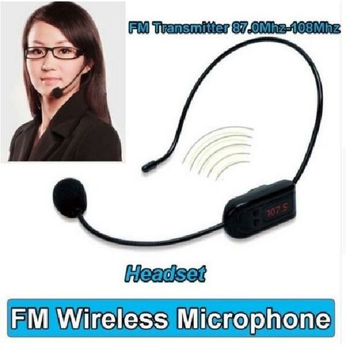 FM Wireless Microphone Headset - FM Radio Multi-Channel Micphone - Black - 10479