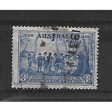 Australia.SG194 3d "Governor Phillip at Sydney Cove" (Bright Blue).F/Used.Aug20