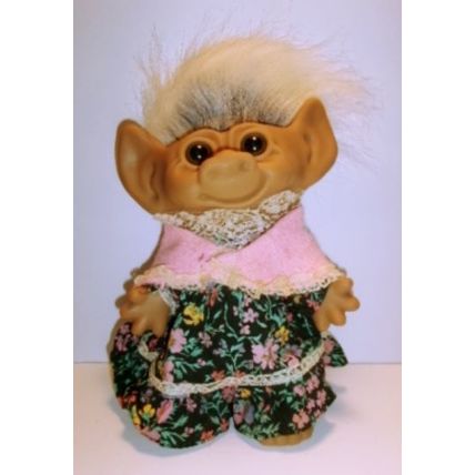 Vintage 8" Uneeda Wishnik Granny Troll with Complete Outfit