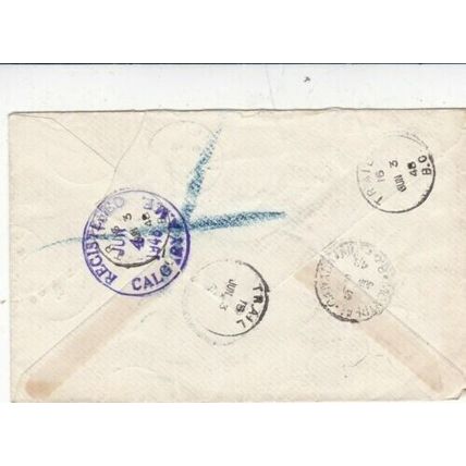 Canada 1948 Oasis-Trail BC-Swansea UK Registered Cover Redirected Written VGC