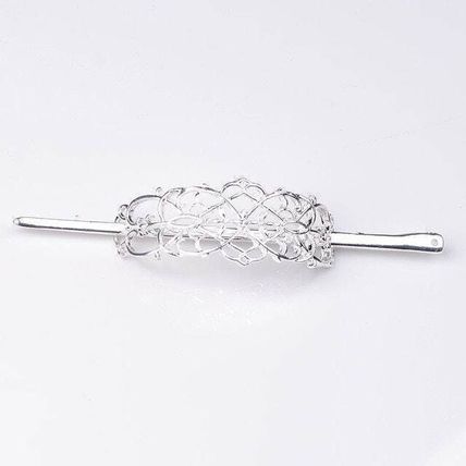 Gold or silver filigree metal hair slide stick clip