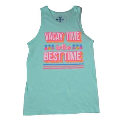 NWT Love & Pineapples "Vacay Time Is The Best Time" Mint Tank Top L