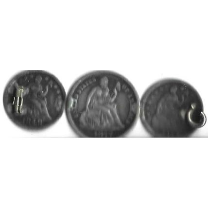 3 Piece Love Token "BCM" Ocean Liner Sailboat 2 HJalf Dimes 1 DSodered VF Rare!