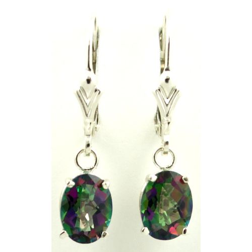 Mystic Fire Topaz, 925 Sterling Silver Leverback Earrings, SE007