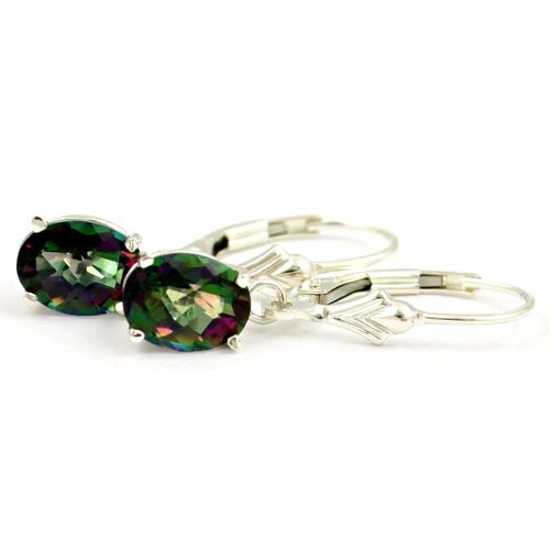 Mystic Fire Topaz, 925 Sterling Silver Leverback Earrings, SE007