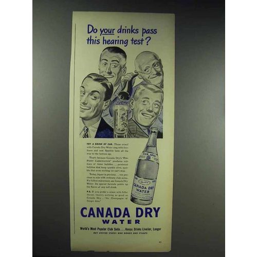 1944 Canada Dry Water Ad - Pass This Hearing Test?