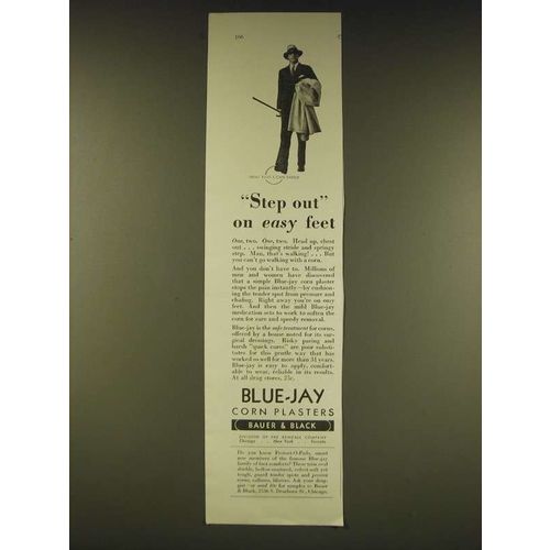 1931 Bauer & Black Blue-Jay Corn Plasters Ad - Step out on easy feet