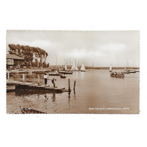 SUPERB REAL PHOTO POSTCARD THE QUAY CHRISTCHURCH HAMPSHIRE POSTED 1957 (3162)