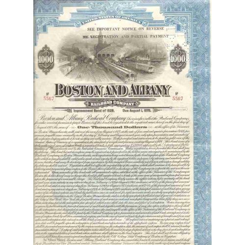 MA Boston Stock Certificate Company: Boston and Albany Railroad Company sh~128