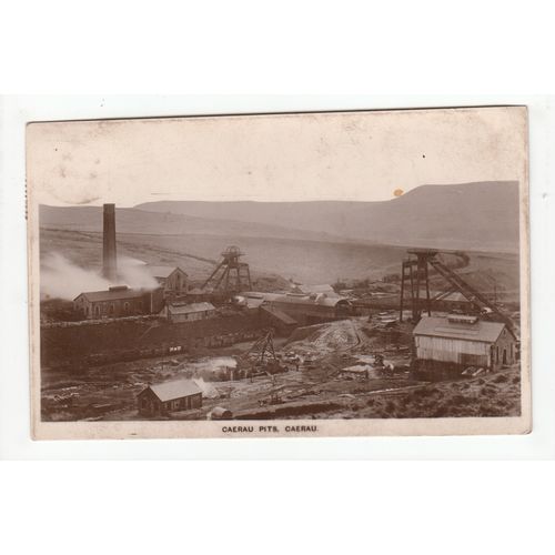Caerau Pits Colliery Coal Mine Postcard nr Cardiff 1908 RP Glamorgan