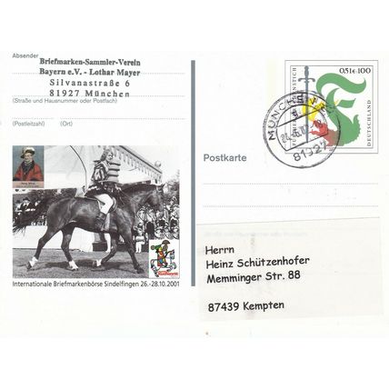 Germany 2001 International Briefmarkenborse Sindelfingen 0.51e Postal Card VGC