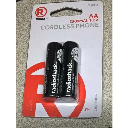 RadioShack 1.2V 2500mAh Ni-MH Recahrgeable AA Phone Battery 2302313 (2-Pack)