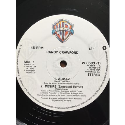 RANDY CRAWFORD - ALMAZ (UK 1986 12" VINYL SINGLE)