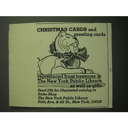 1970 New York Public Library Advertisement - Christmas Cards and greeting cards