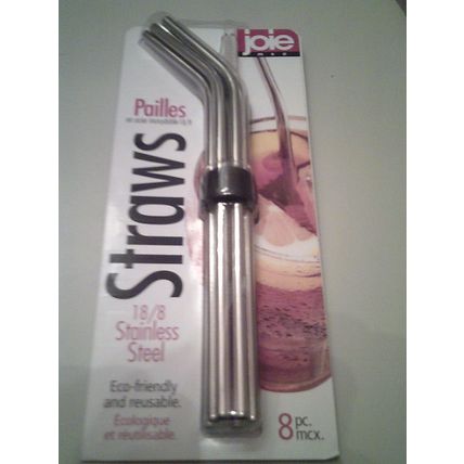 Joie MSC 18/8 stainless steel drinking straws 8 piece new